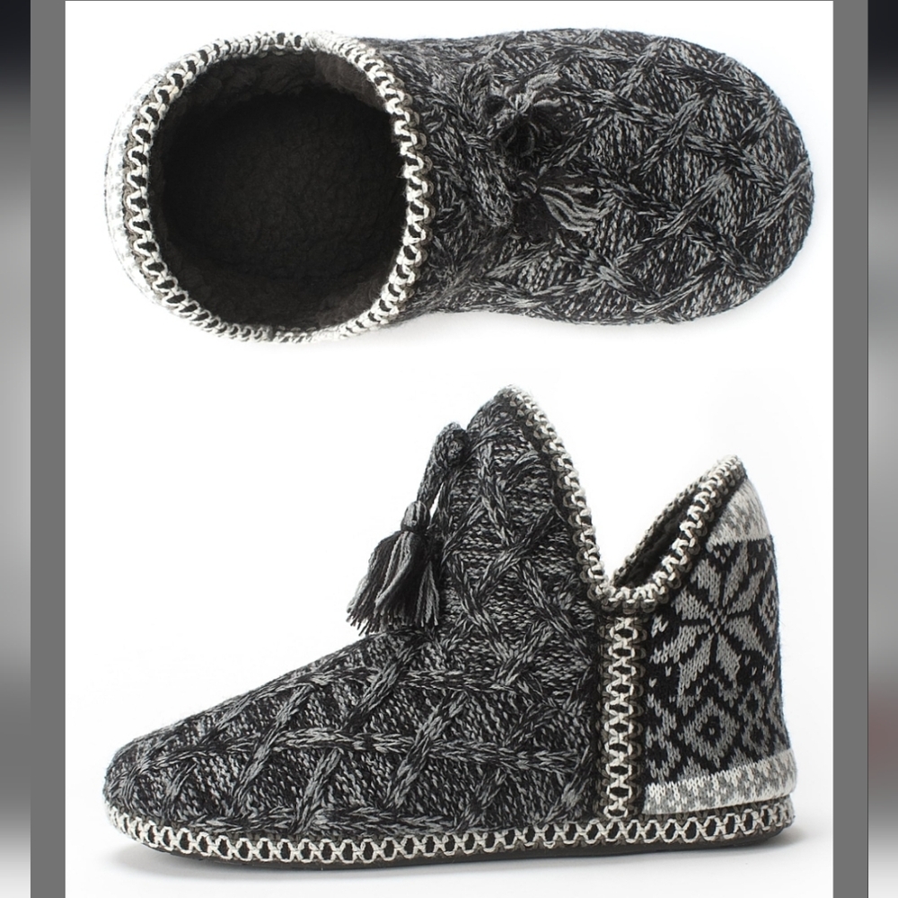 The Metluks Women's Cozy Knit Slipper Boots Memory Foam Non-slip Indoor Outdoor